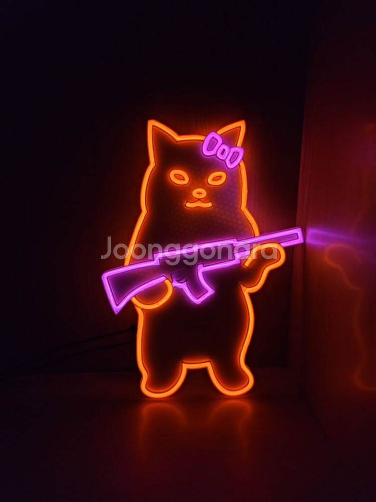 네온사인 고양이 스나이퍼 총 led--3