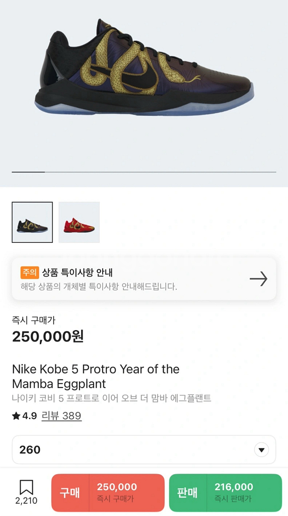 코비 5 프로트로 260--0