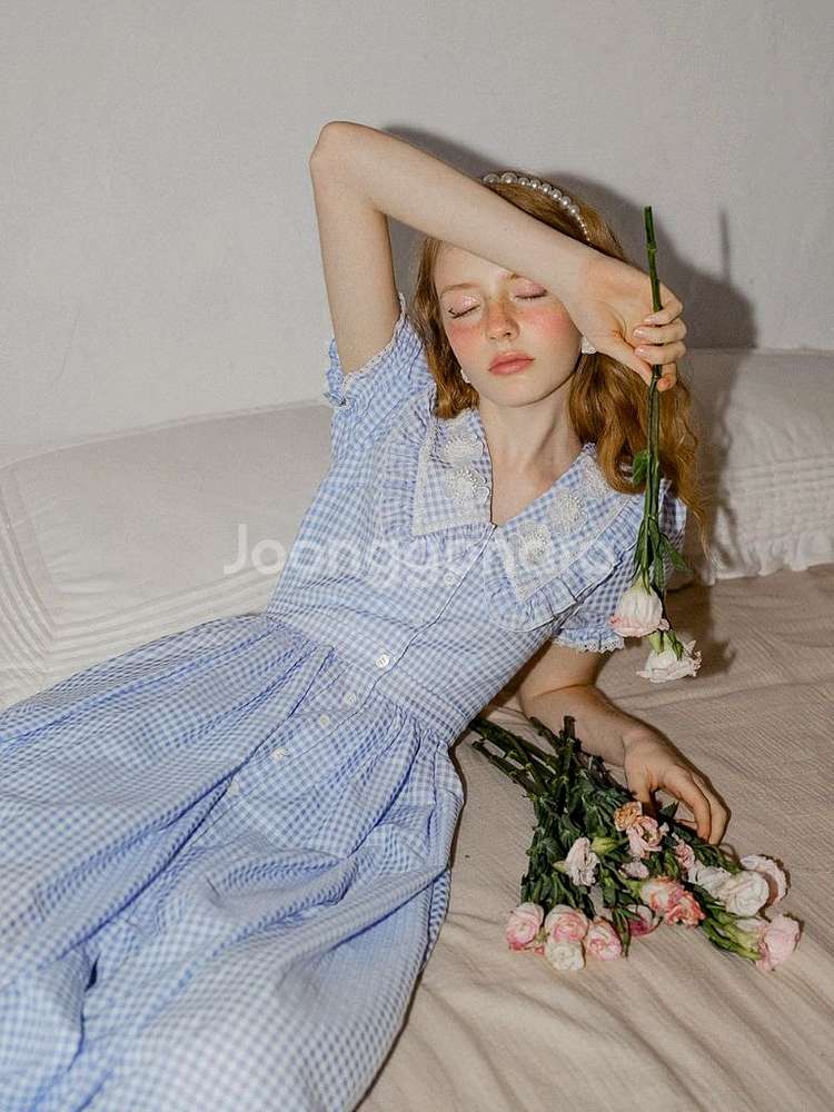 쎄뮤아듀 alice blue checkered flar--2
