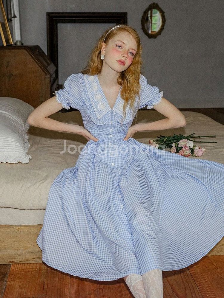 쎄뮤아듀 alice blue checkered flar--0