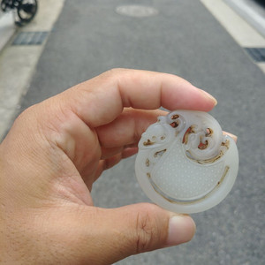 천연 백옥 조각파 용