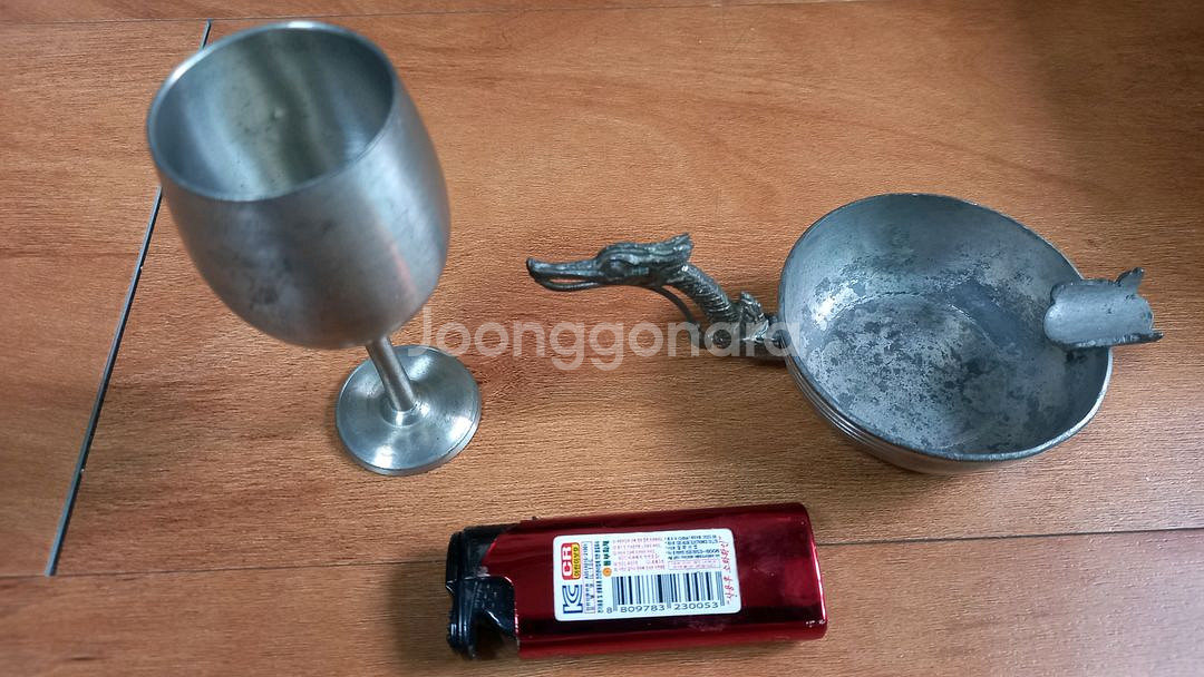 주석 용모양 재떨이와 소주잔--0