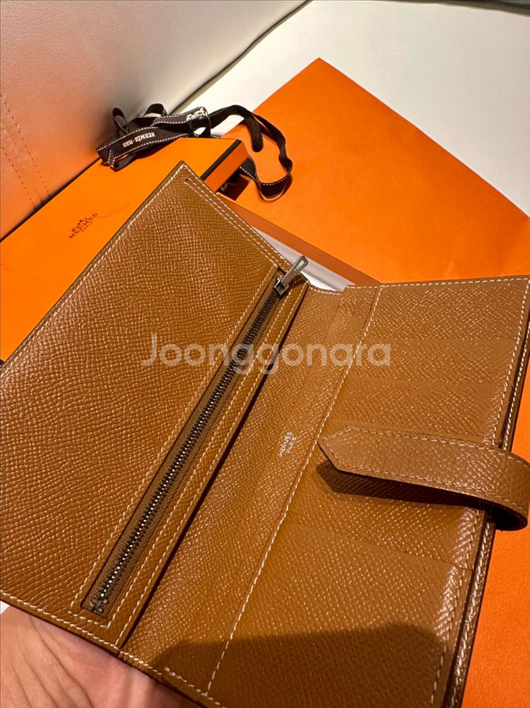 에르메스 골드 은장 베안 장지갑--2