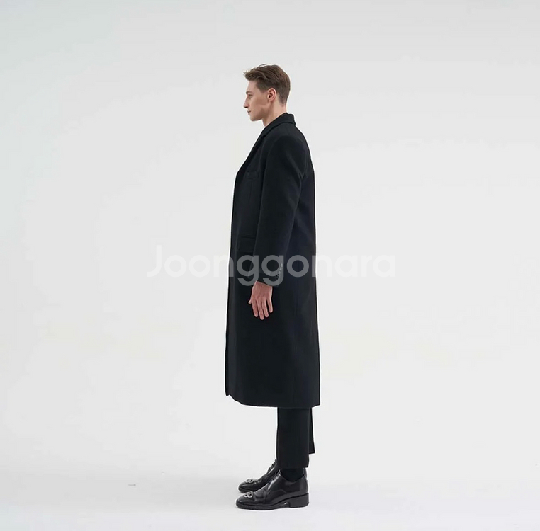 최영 오버사이즈 체스터 필드 코트 블랙 (롱코트 울코트--2