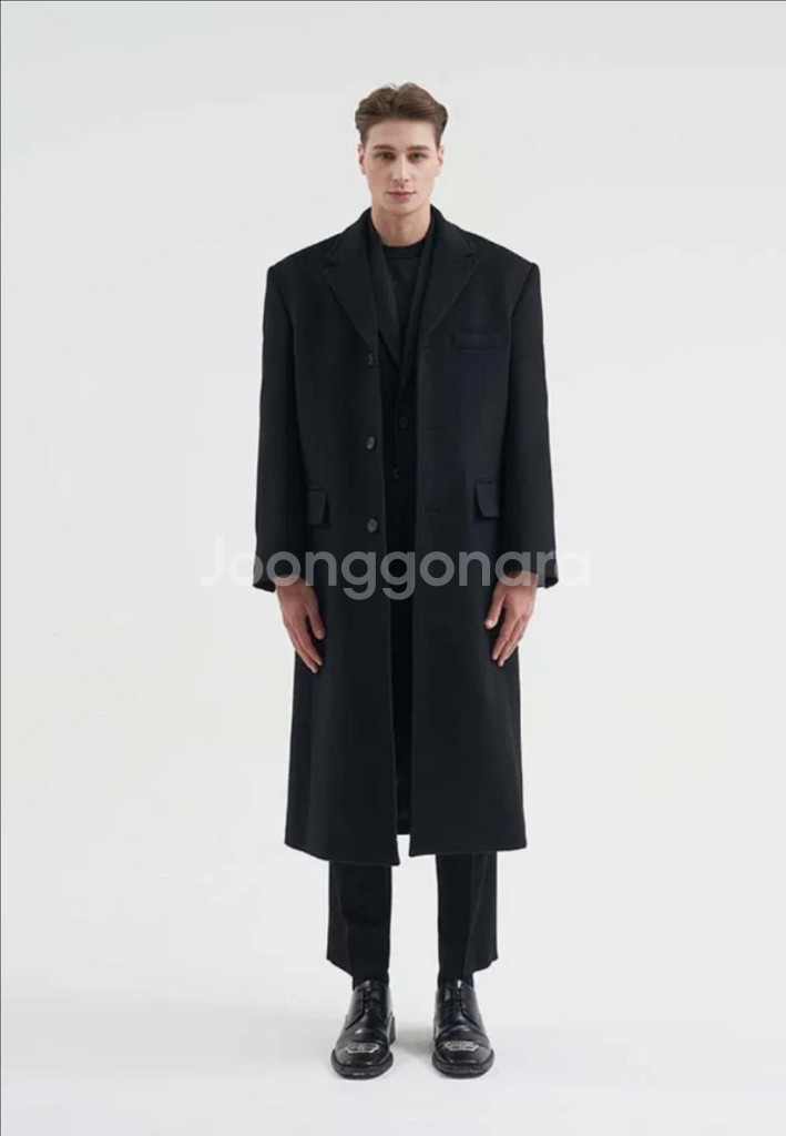 최영 오버사이즈 체스터 필드 코트 블랙 (롱코트 울코트--1
