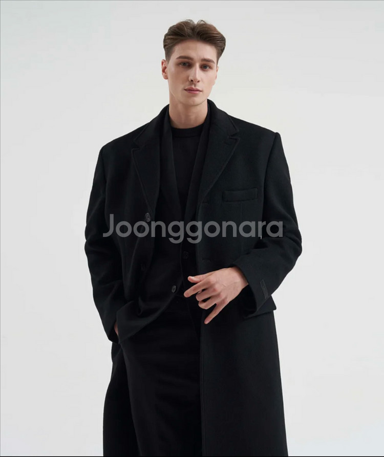 최영 오버사이즈 체스터 필드 코트 블랙 (롱코트 울코트--0