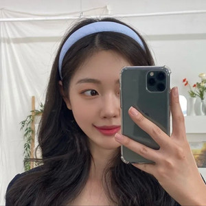 린넨 헤어밴드 머리띠 화이트 하늘