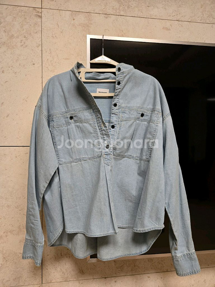 이자벨마랑 블루 워싱 면 데님블라우스--1