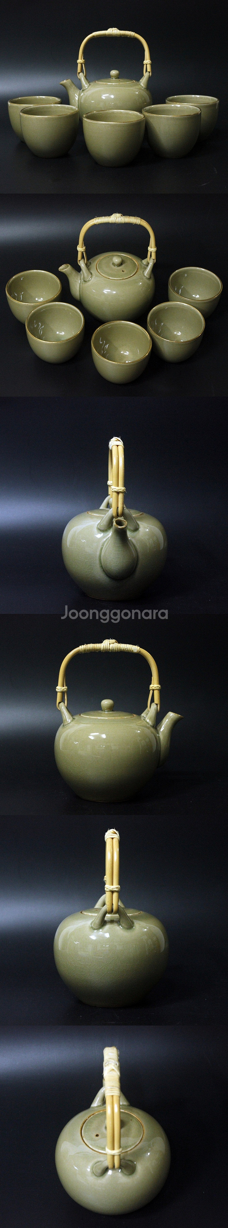 샤스마 심수관 선생 작 녹자다기세트--1
