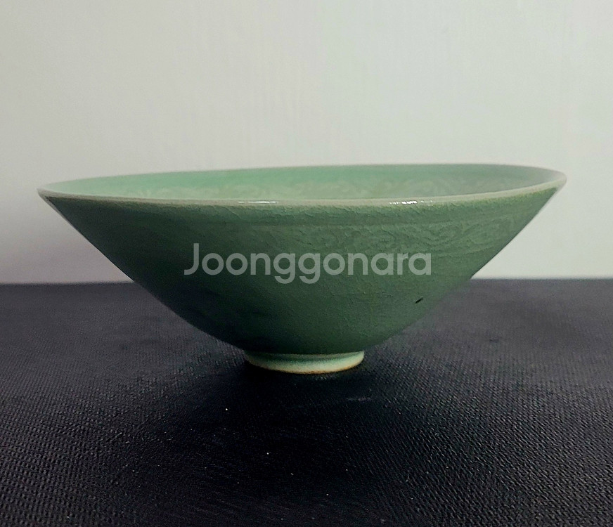 도암 지순탁 선생 작 청자박지화문다완--1