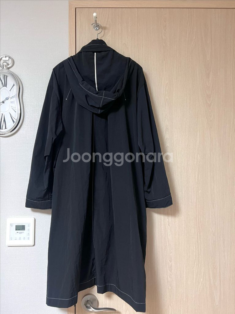 르베이지 바스락 스티치 후드 롱 바람막이 점퍼 코트--1