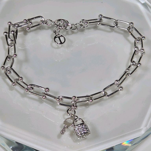 스털링 실버 자물쇠 참 체인 팔찌