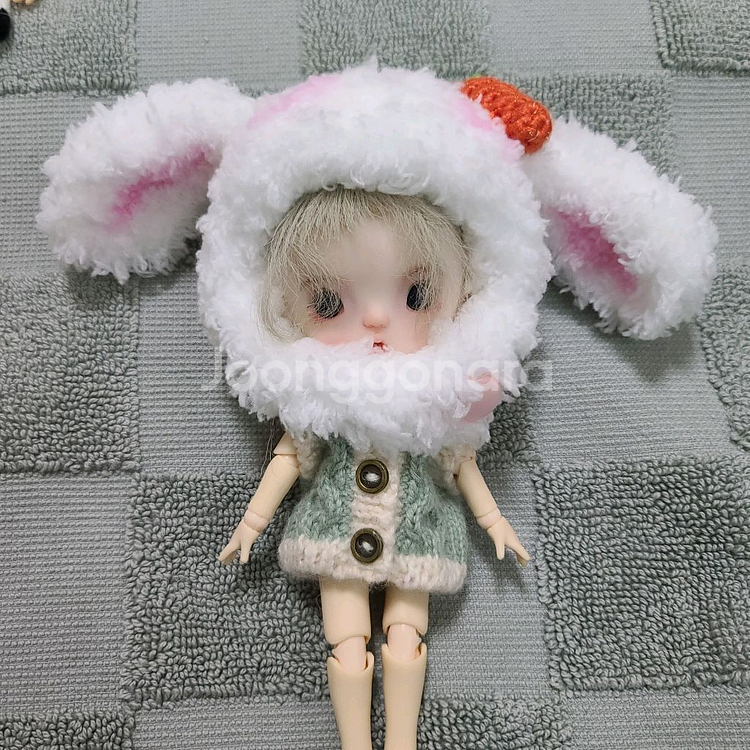 오비츠 11 사이즈 뜨개 토끼모자--1