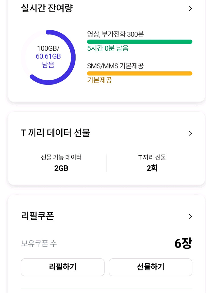 skt 데이터 2기가 판매합니다--0