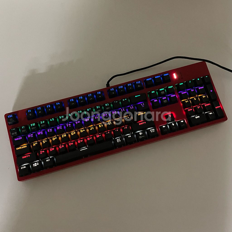 앱코해커 K660S 레드 키보드 마우스 스피커 헤드셋--2