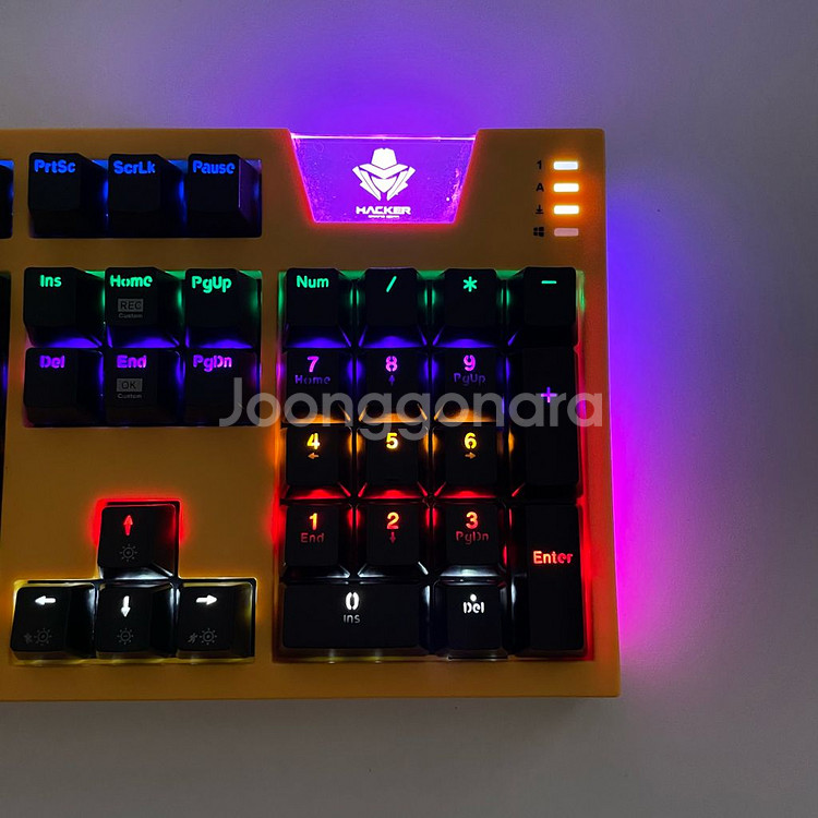 앱코해커 K660ARC 옐로 키보드 마우스 헤드셋 스피--3