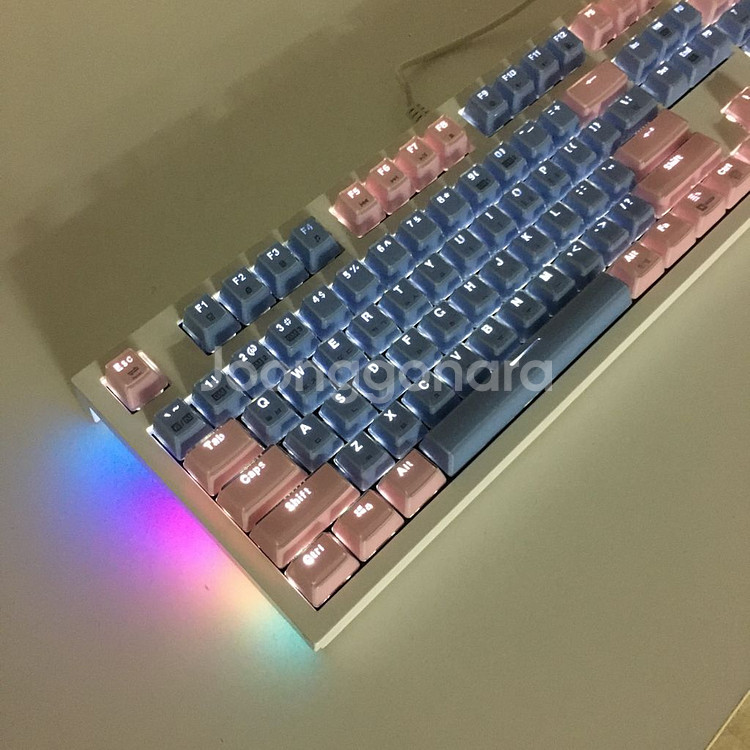 앱코해커 K8300 하니핑키블루 키보드 마우스 헤드셋--0