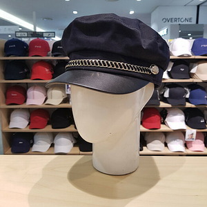 (새상품)엘르 베레모 금장 빵모자 검정 블랙 체인 캡텐