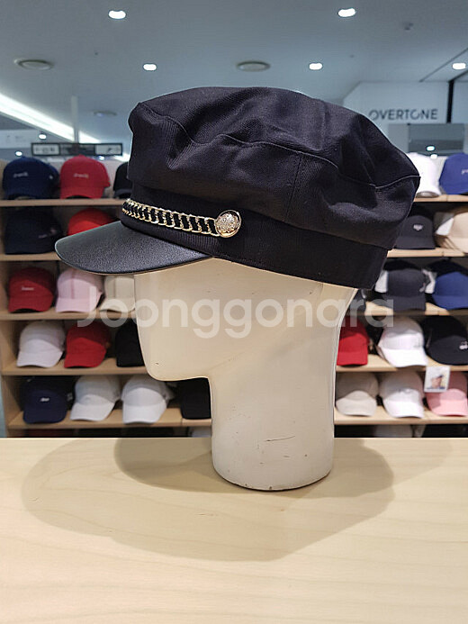 (새상품)엘르 베레모 금장 빵모자 검정 블랙 체인 캡텐--2