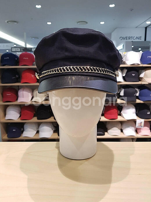 (새상품)엘르 베레모 금장 빵모자 검정 블랙 체인 캡텐--1