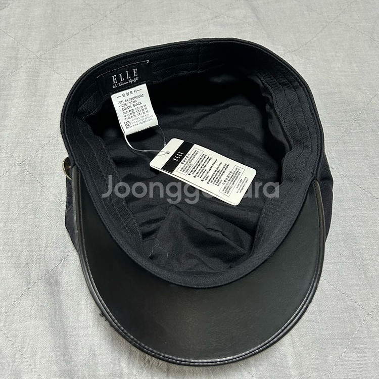 (새상품)엘르 베레모 금장 빵모자 검정 블랙 체인 캡텐--7