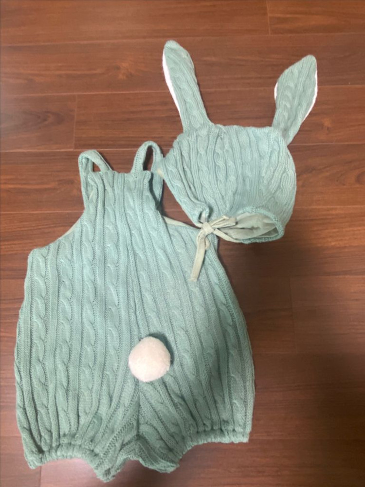 아기토끼 룸퍼 모자 세트--1