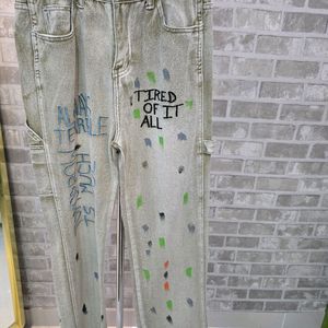 연카키 자수 데님청바지M