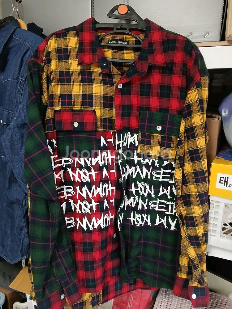 아임낫휴먼비잉 타탄체크셔츠 XL--0