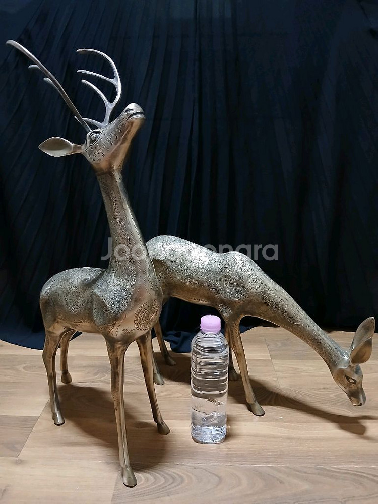 황동 사슴 한쌍, 황동 장식품, 사슴 장식품.--3