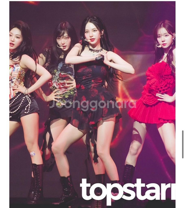 [카리나 착용]엘프엘프엘프 아카이브 로즈 스커트S 레드--3