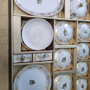 한국도자기 구첩반상기 26p 고급 골드 레터링 접시 세