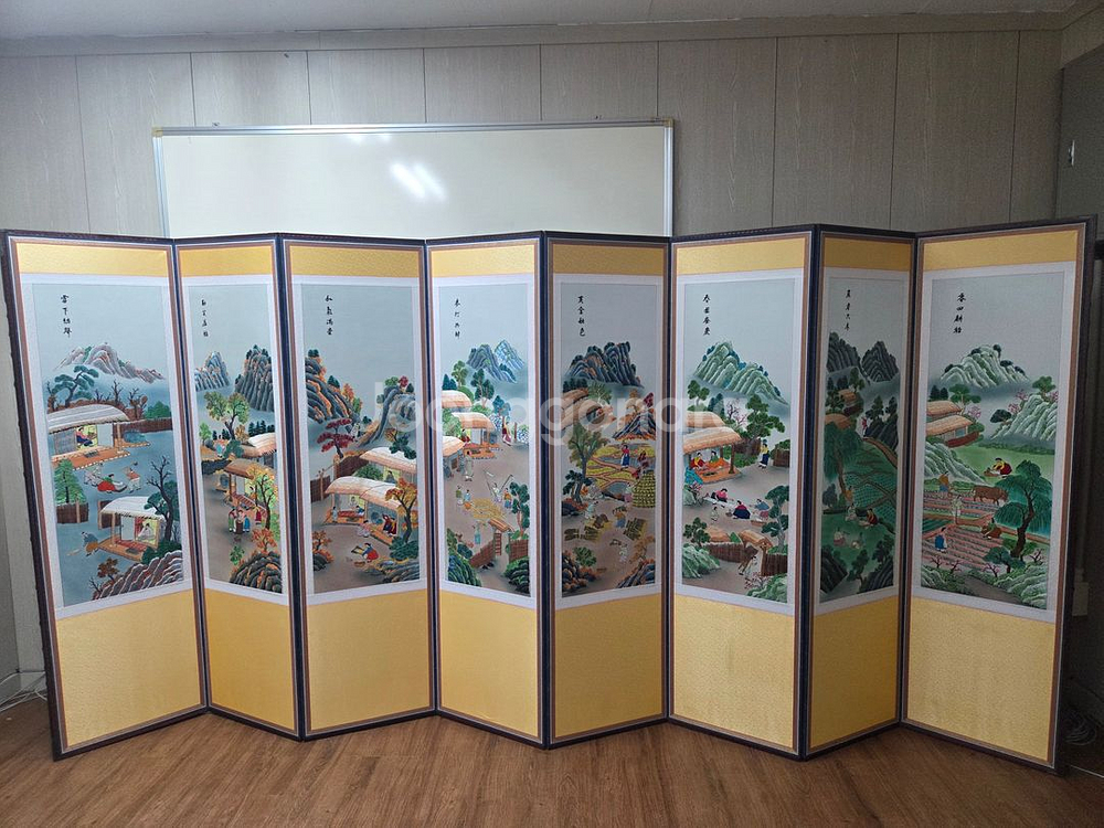 8폭 자수 병풍 고급스러워요--0