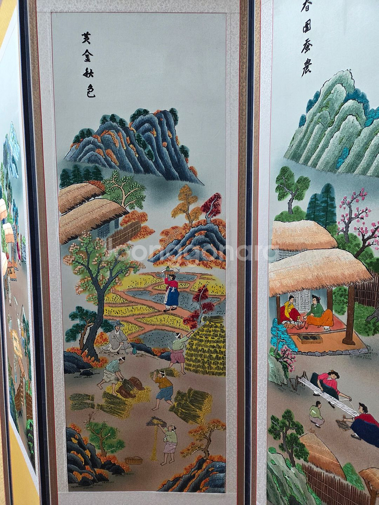 8폭 자수 병풍 고급스러워요--1