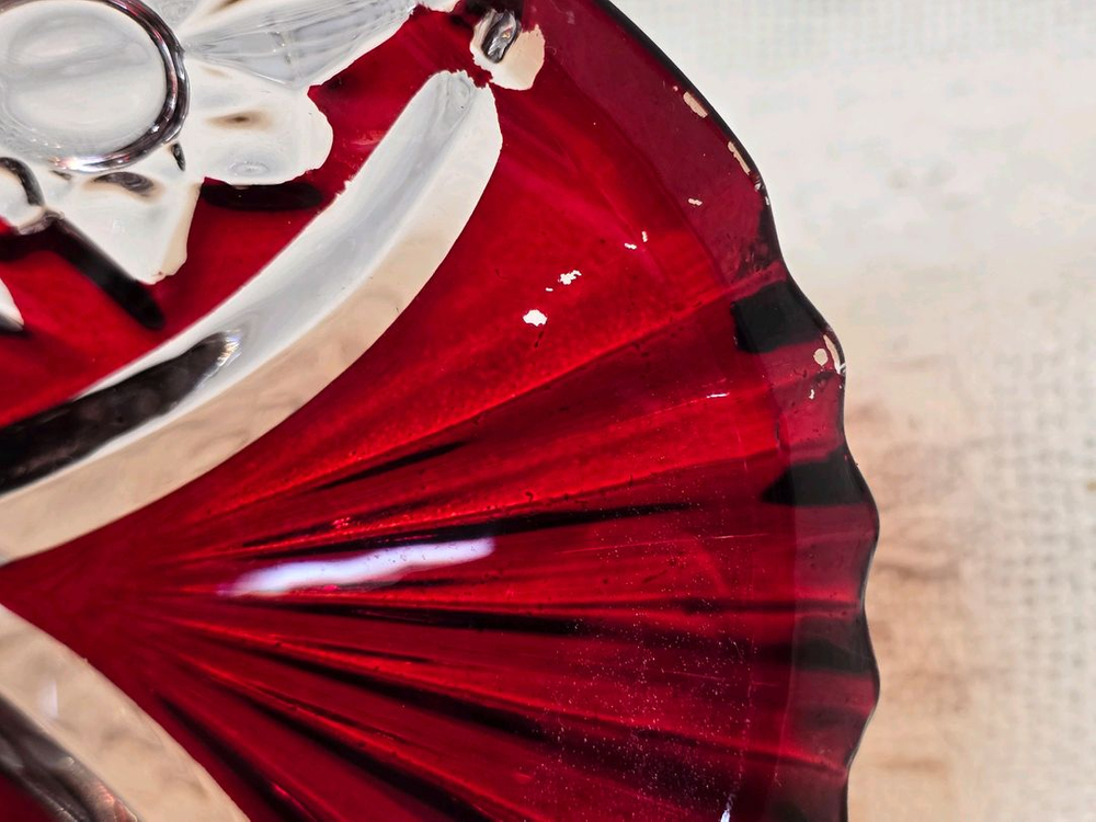 체코산 보헤미아 핸드컷 버건디 크리스탈 화병 이미지