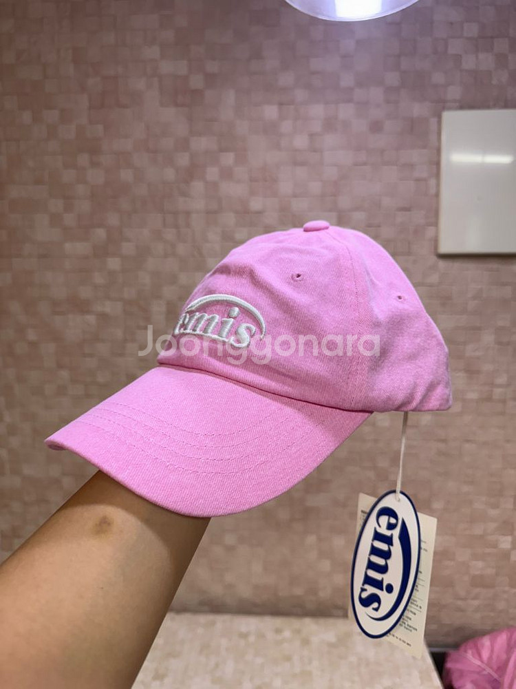 (새상품)이미스 뉴 로고 피그먼트 볼캡 핑크--2