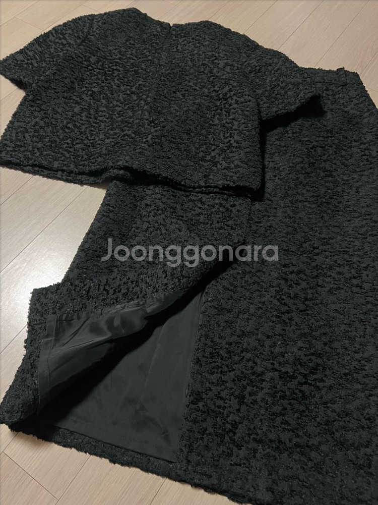 룩캐스트 자가드 퍼프 블라우스 스커트 세트 투피스 셋업--6