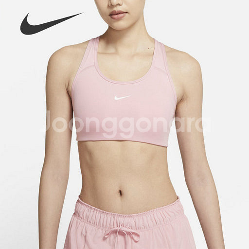 나이키 스우시 미디엄 서포트 핑크 스포츠브라 (M)--0