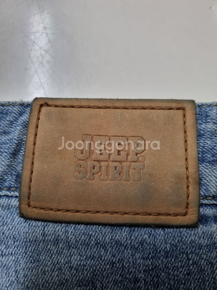 30)지프 가죽패치 워싱 찢청 스판 일자청바지--3