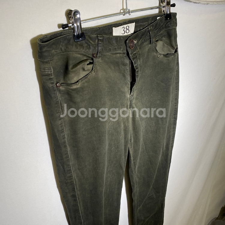 38)자라 여성 워싱 코튼 스판 면바지--0