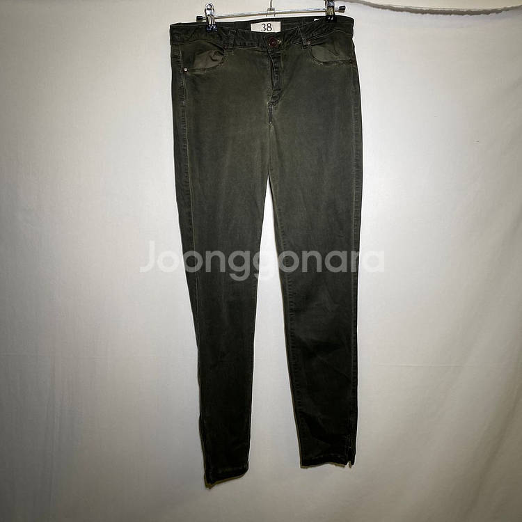 38)자라 여성 워싱 코튼 스판 면바지--1