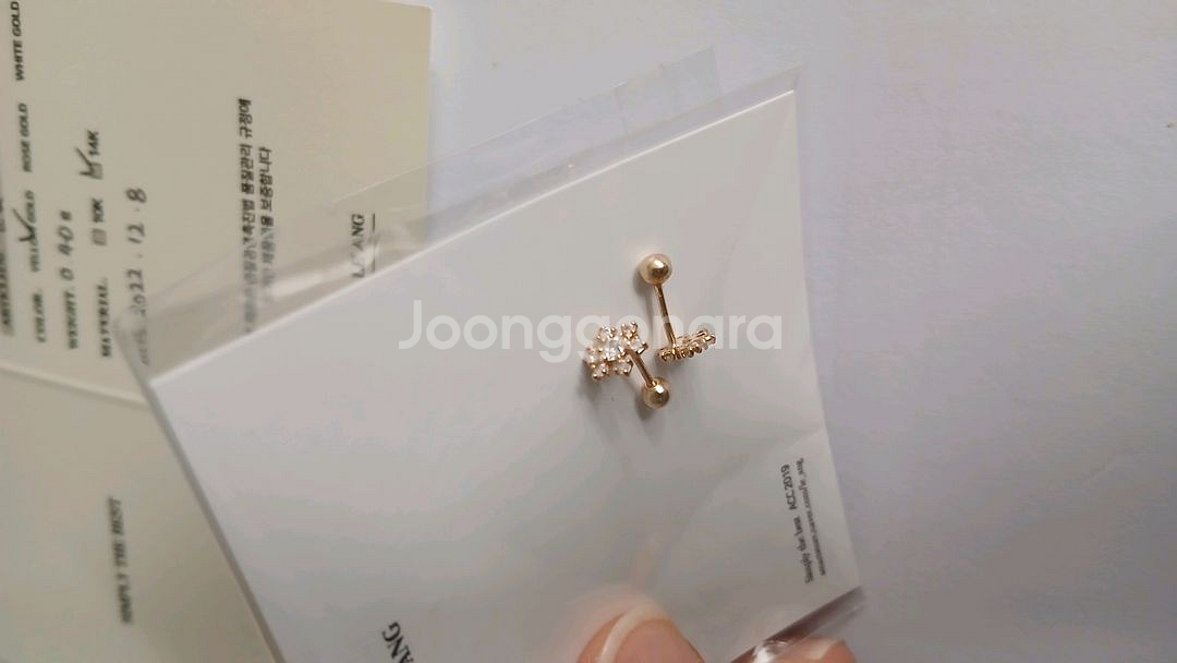 LE ANG 눈꽃 피어싱 14K 골드--1