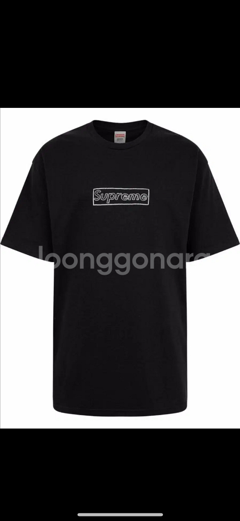 (XL) 슈프림 X 카우스 초크 로고 반팔 티셔츠--0
