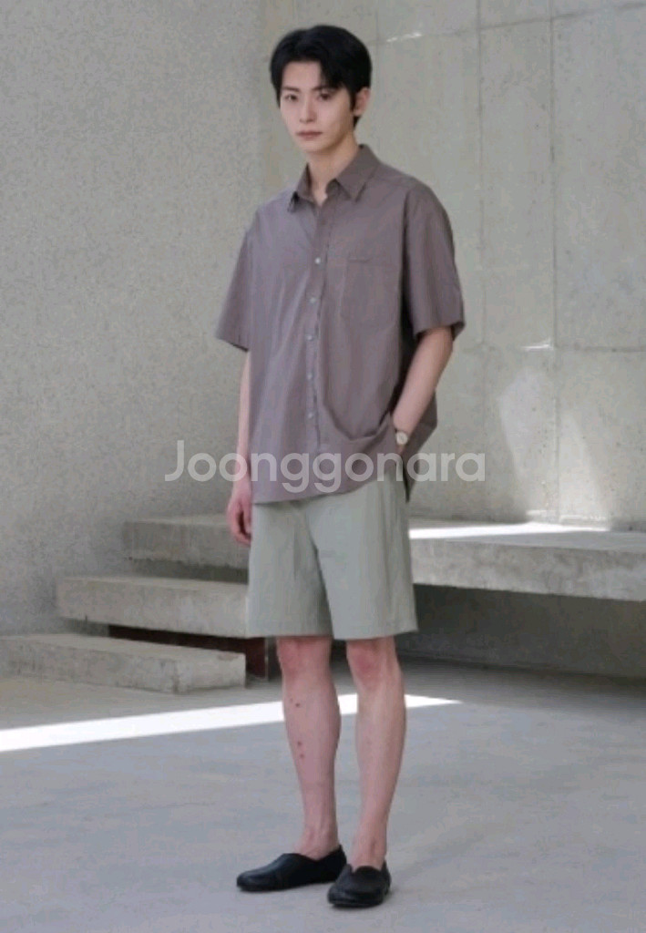 틀영 올데이 컴포트 하프 셔츠 모카 M--1