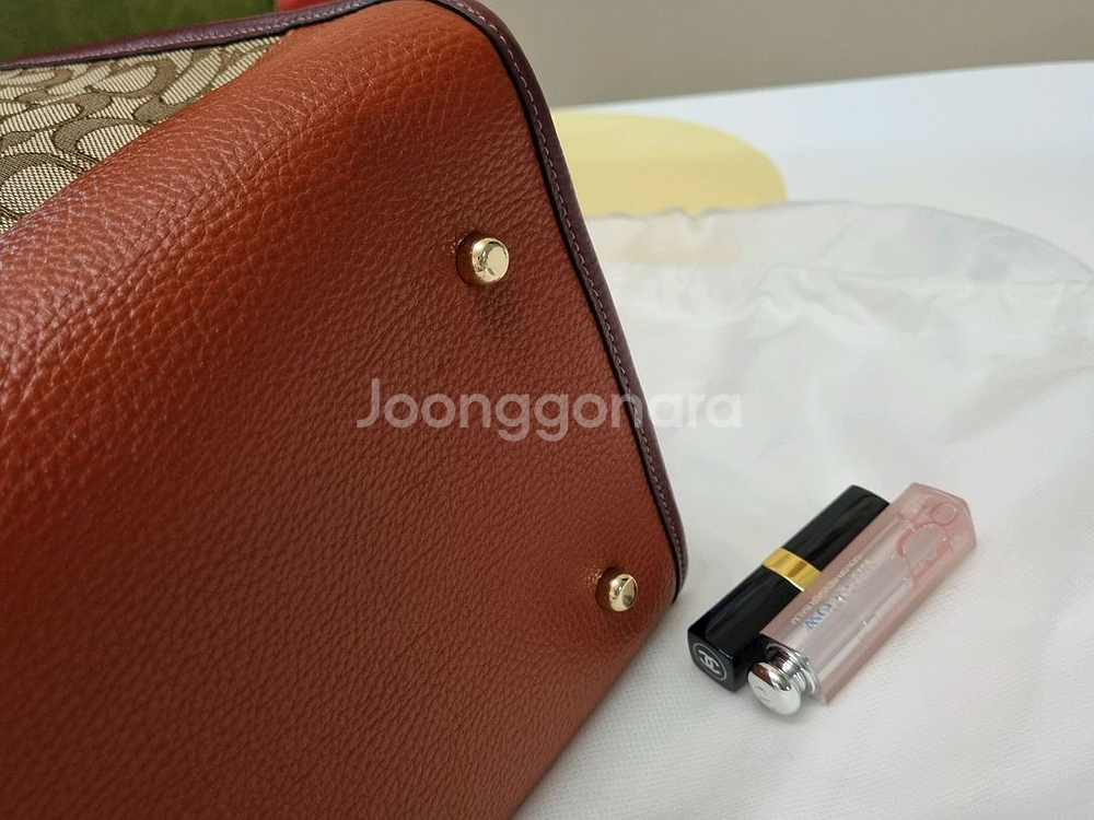 정품.코치 시그니처 뎀프시 자카드 패치 토트백--5