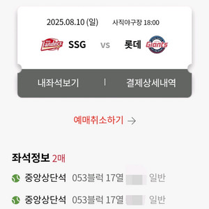 정가양도 8.10 롯데 ssg 중앙상단 53블럭 17열