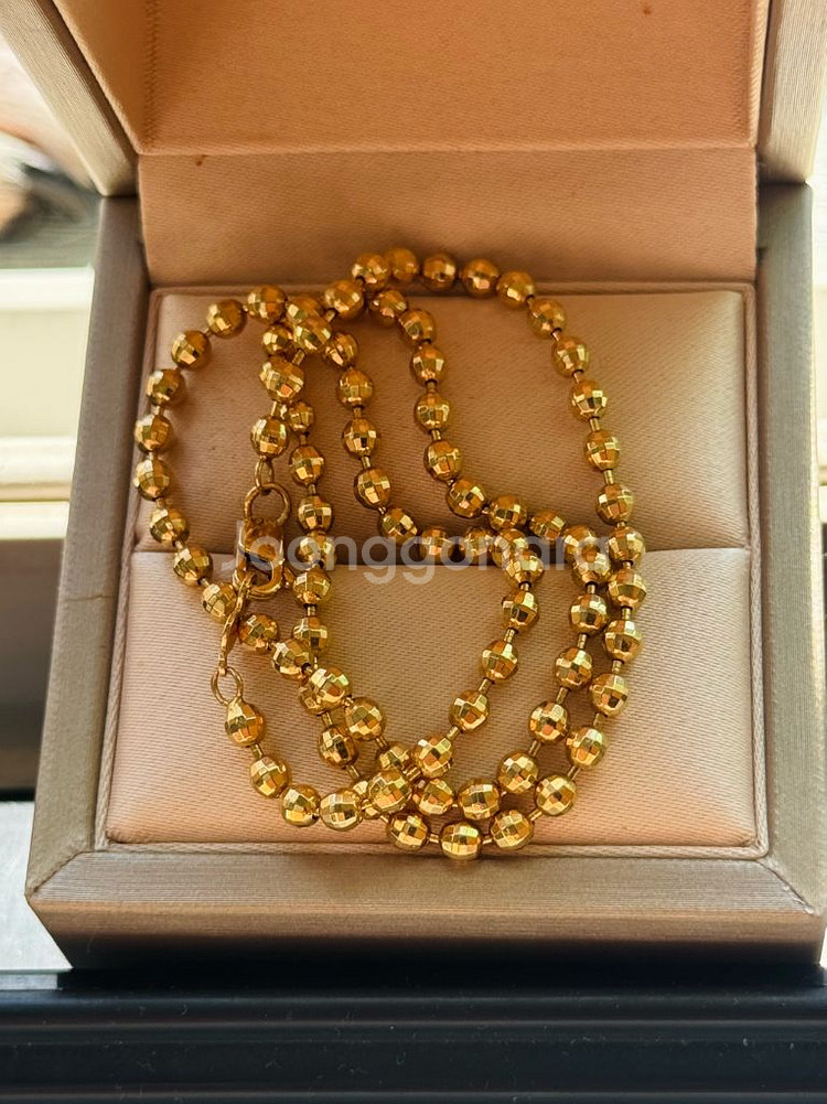 14k 옐로우골드 3mm 컷팅 미러볼 목걸이(3.7돈)--1