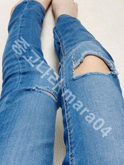 할) 데님 밴딩 찢청 스키니진 XS (착샷O)--3