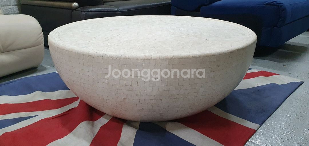 디자인벤처스 모자이크 천연 대리석 원형 소파 테이블--9