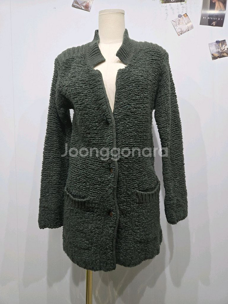 요지 야마모토 빈티지 그린 텍스쳐 니트 가디건--0