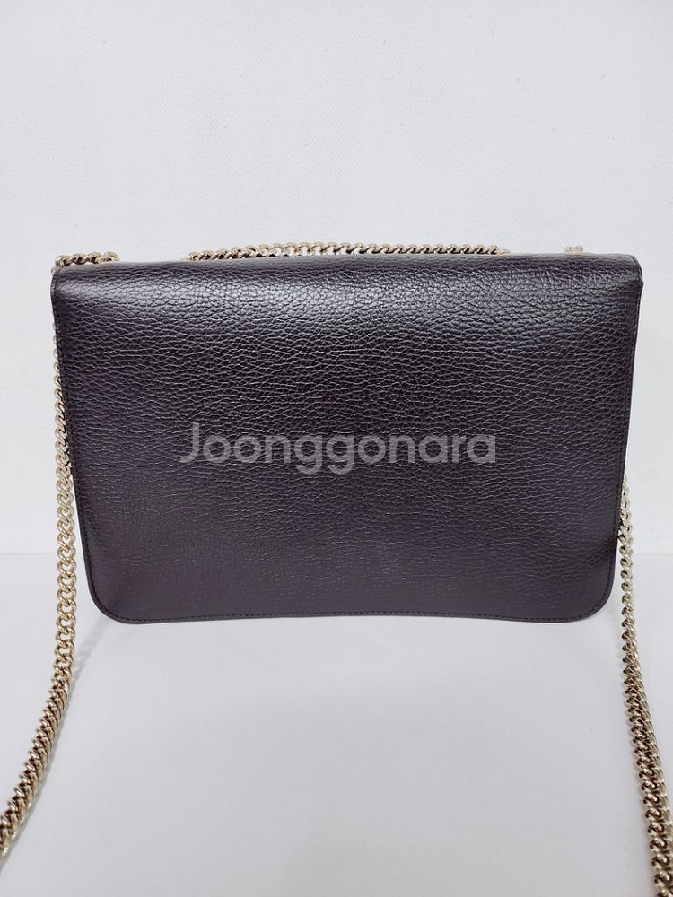 구찌 GG 인터로킹 금장 체인 미디움 숄더백--2